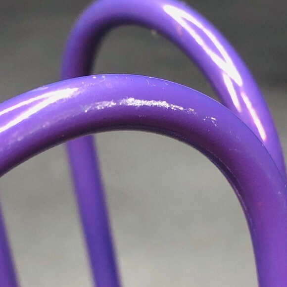 Vintage 90s Purple Enamel Metal Wire Square Notepad Holder Office Accessory - Picture 9 of 10